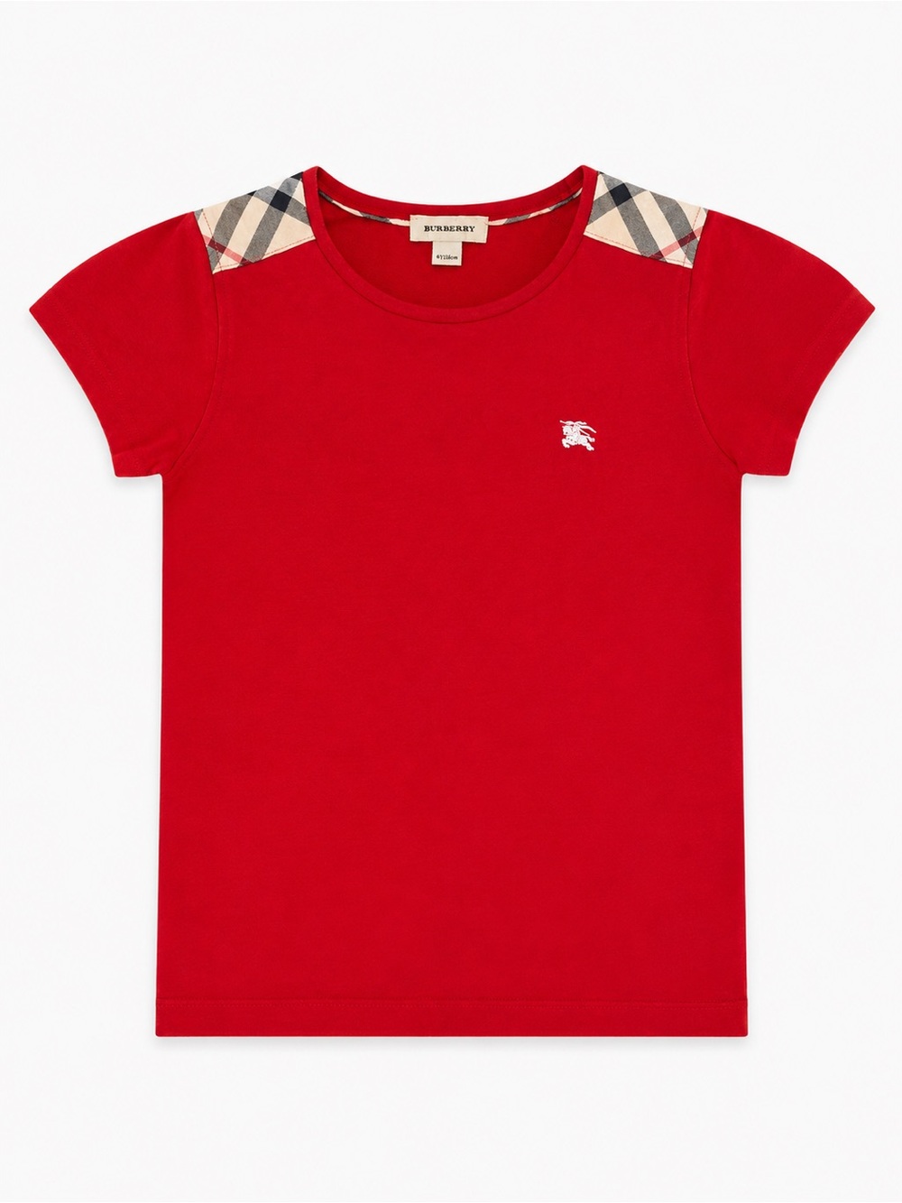 Burberry Girls Red Nova Check Tee 8Y Preppy Designer Top